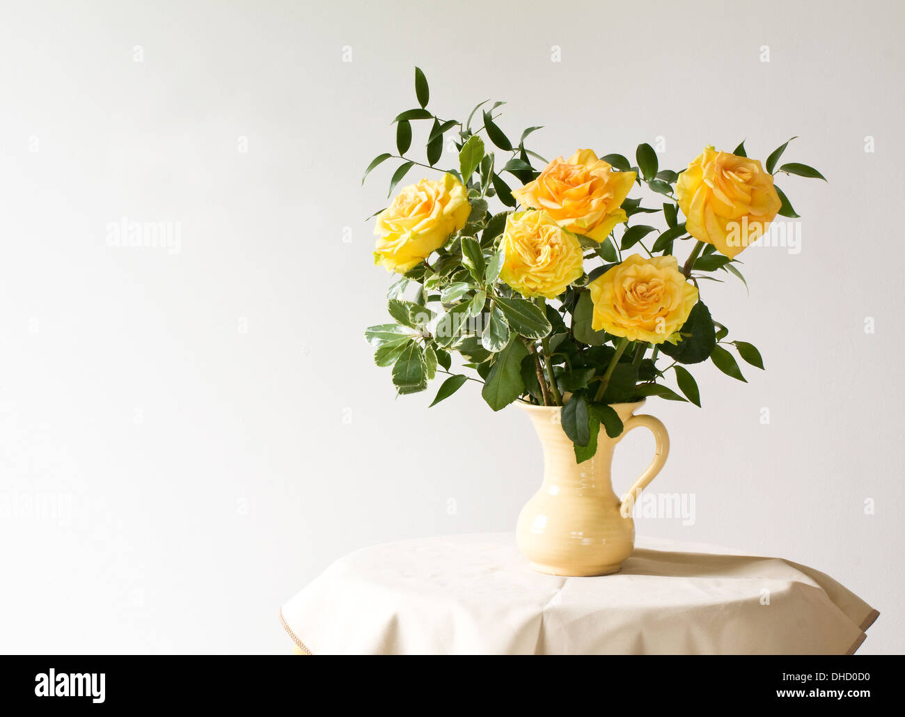 Yellow Roses In Vase Flower Still Life Stock Photo 62365996 Alamy