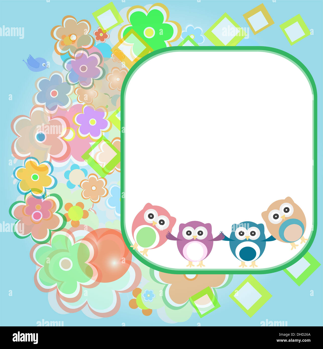 happy birthday card with cute owls Stock Photo - Alamy