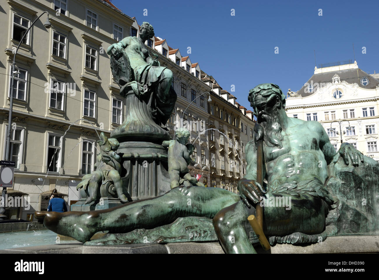 Fountain on the New Market in Vienna Stock Photo