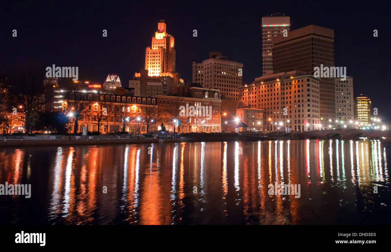 Providence, Rhode Island Skyline at night Stock Photo Alamy