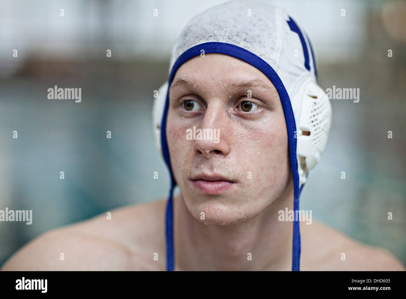 Water polo player outside pool Stock Photo Alamy