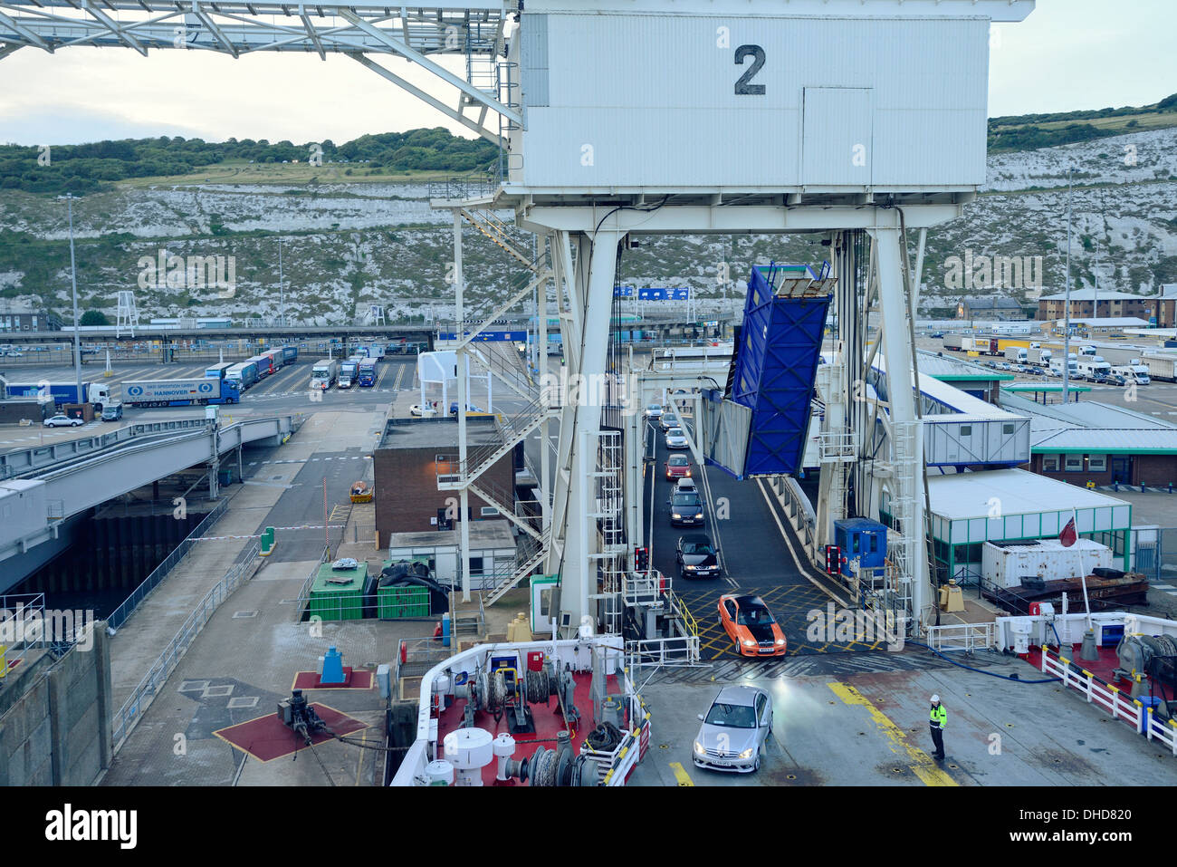 Dover ferry loading with cars Stock Photo