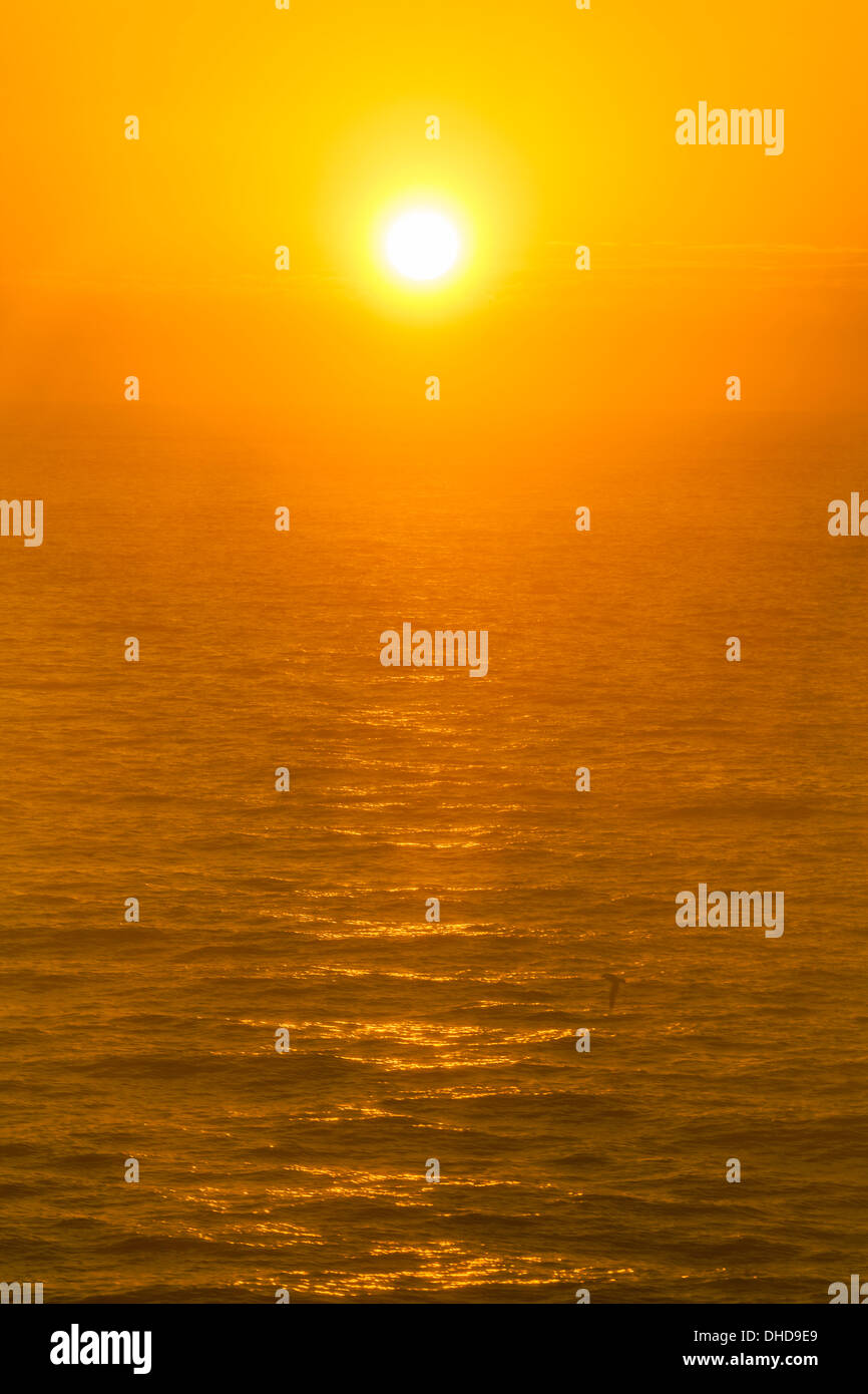 Golden sunset over sea in Spain. Stock Photo