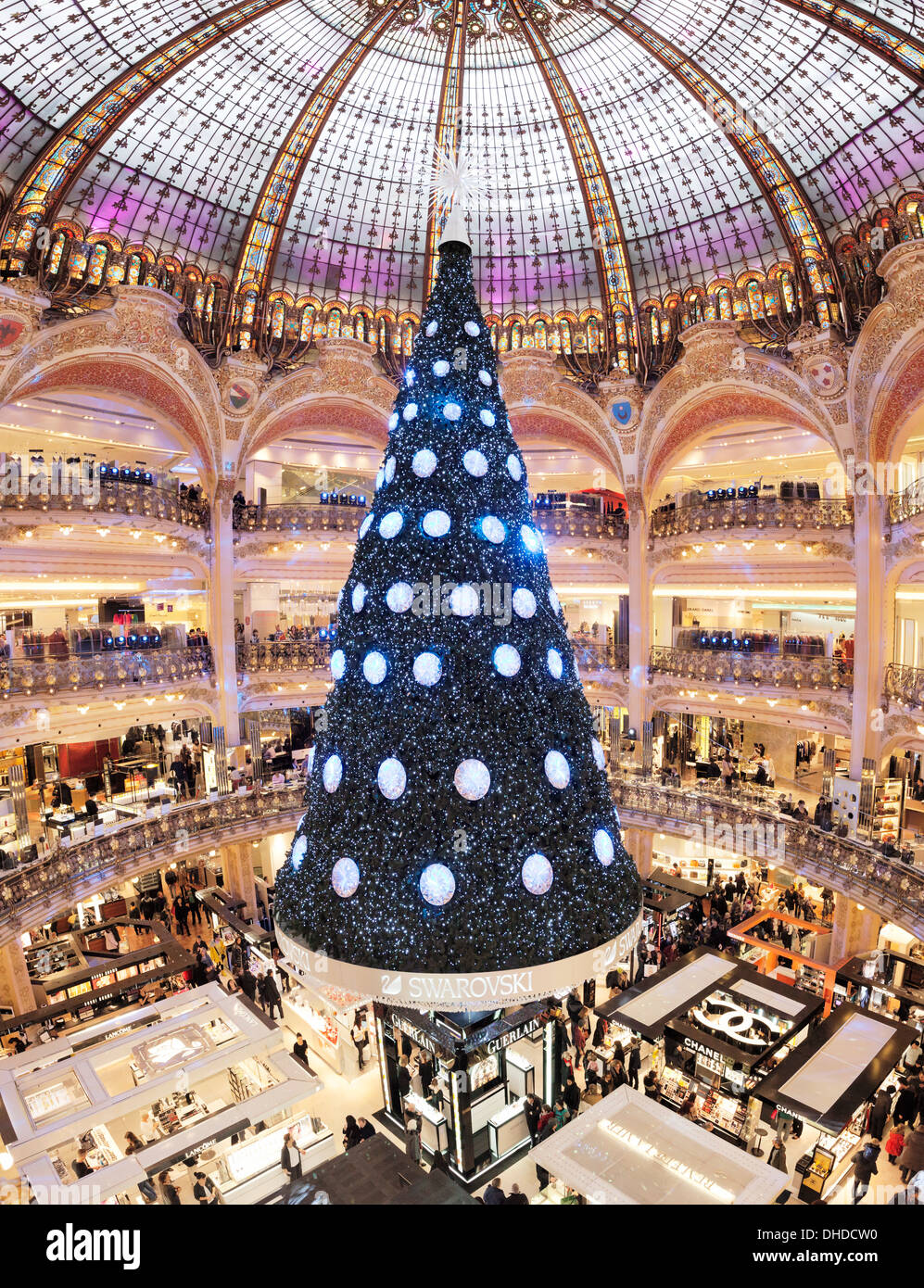 Galeries Lafayette at Christmas season, Paris, Ile de France, France, Europe Stock Photo