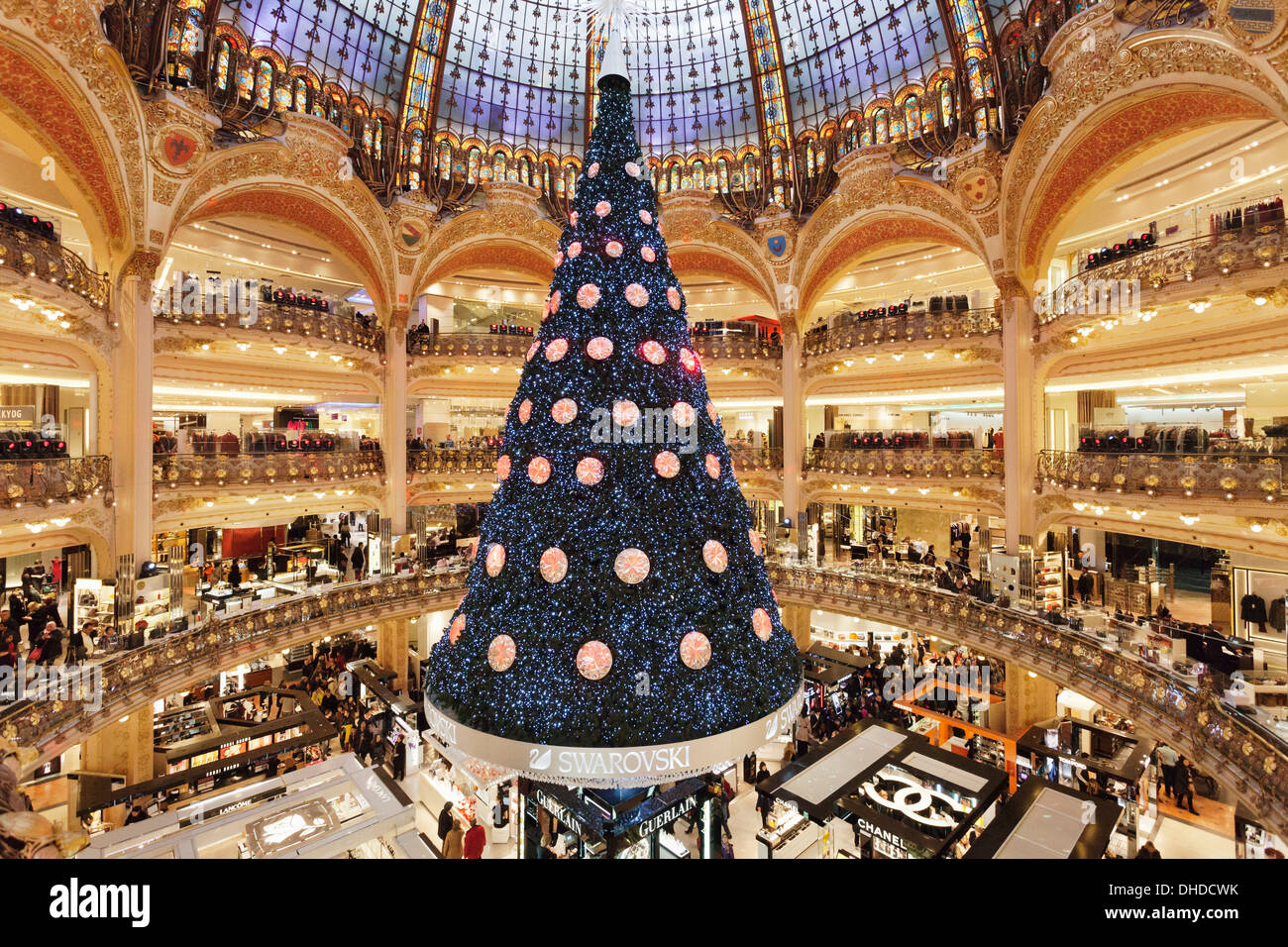 Galeries Lafayette at Christmas season, Paris, Ile de France, France, Europe Stock Photo
