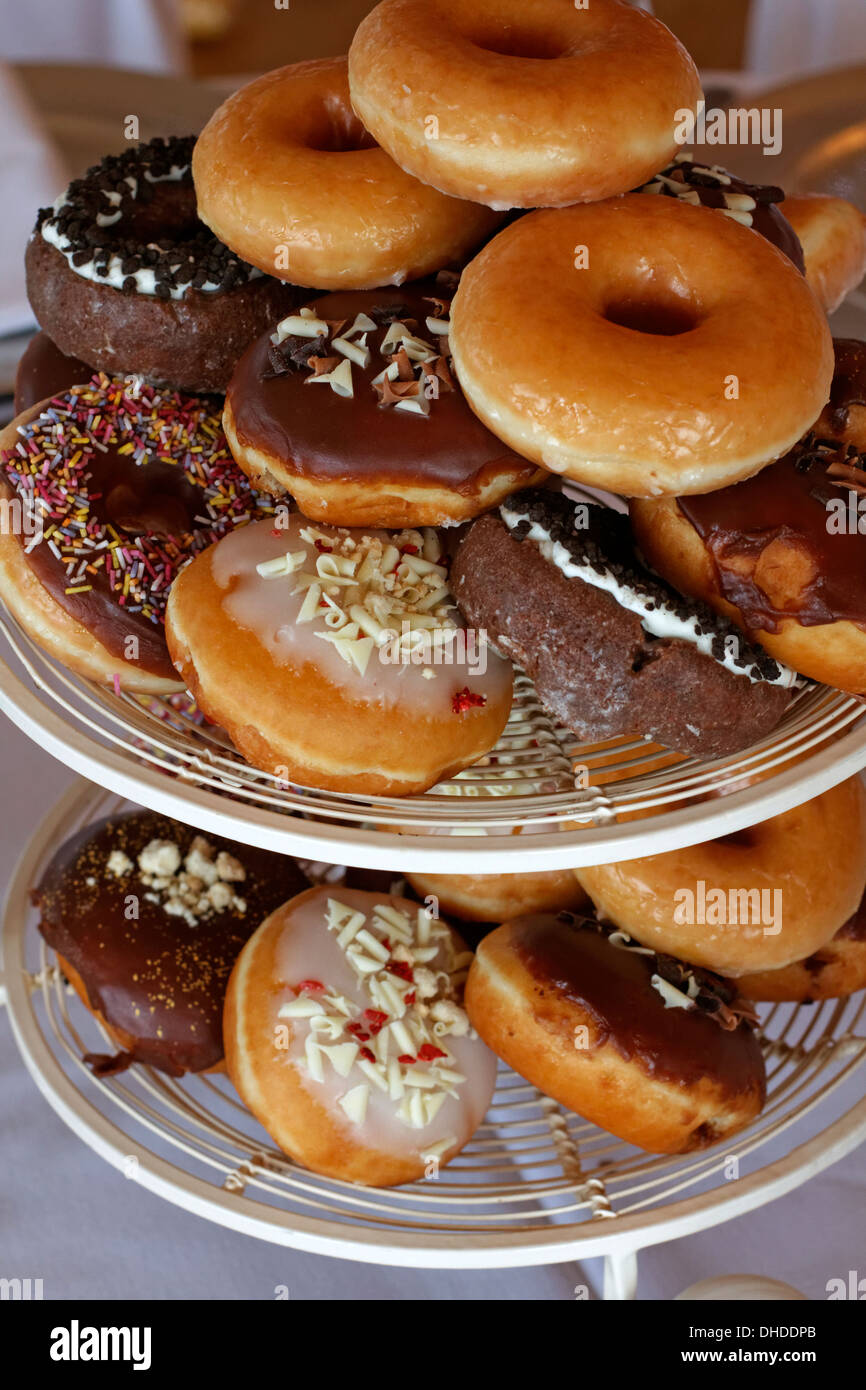 Doughnuts on a cake stand Stock Photo