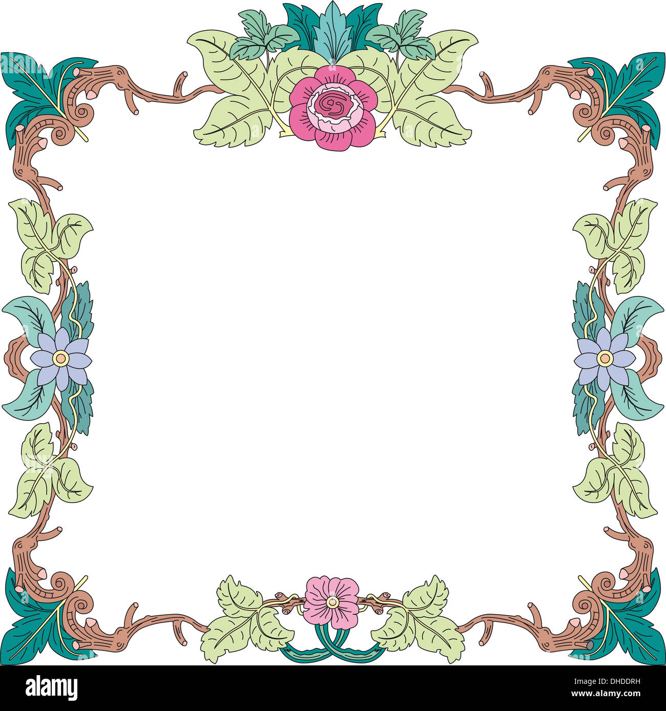 Flower frame2 pastel square Stock Photo