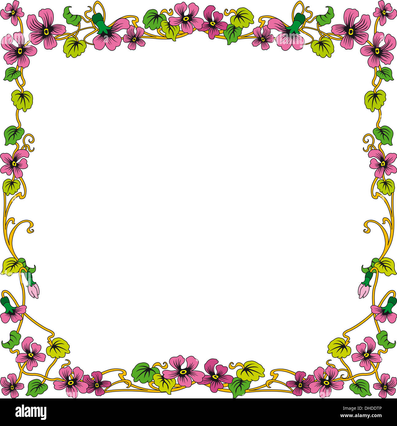 Flower frame1 color square Stock Photo