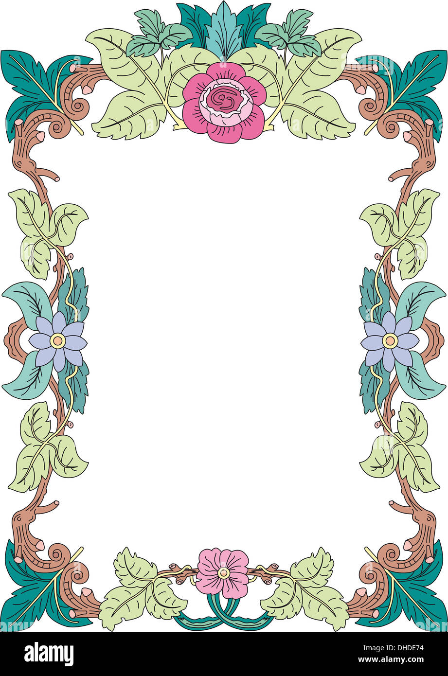 Flower frame2 pastel DIN Stock Photo