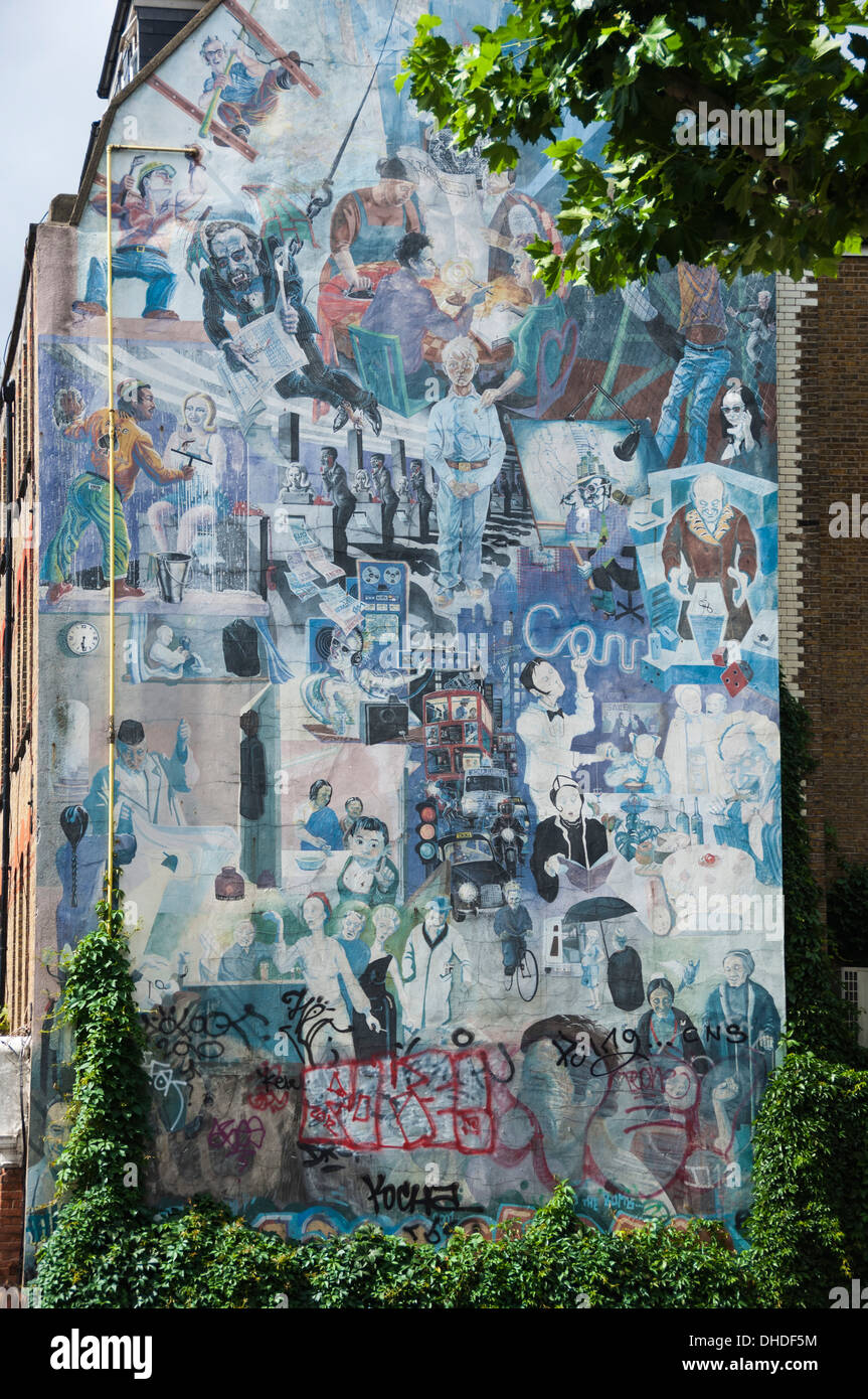 Graffito Wall off Tottenham Court Road, London, England, United Kingdom, Europe Stock Photo
