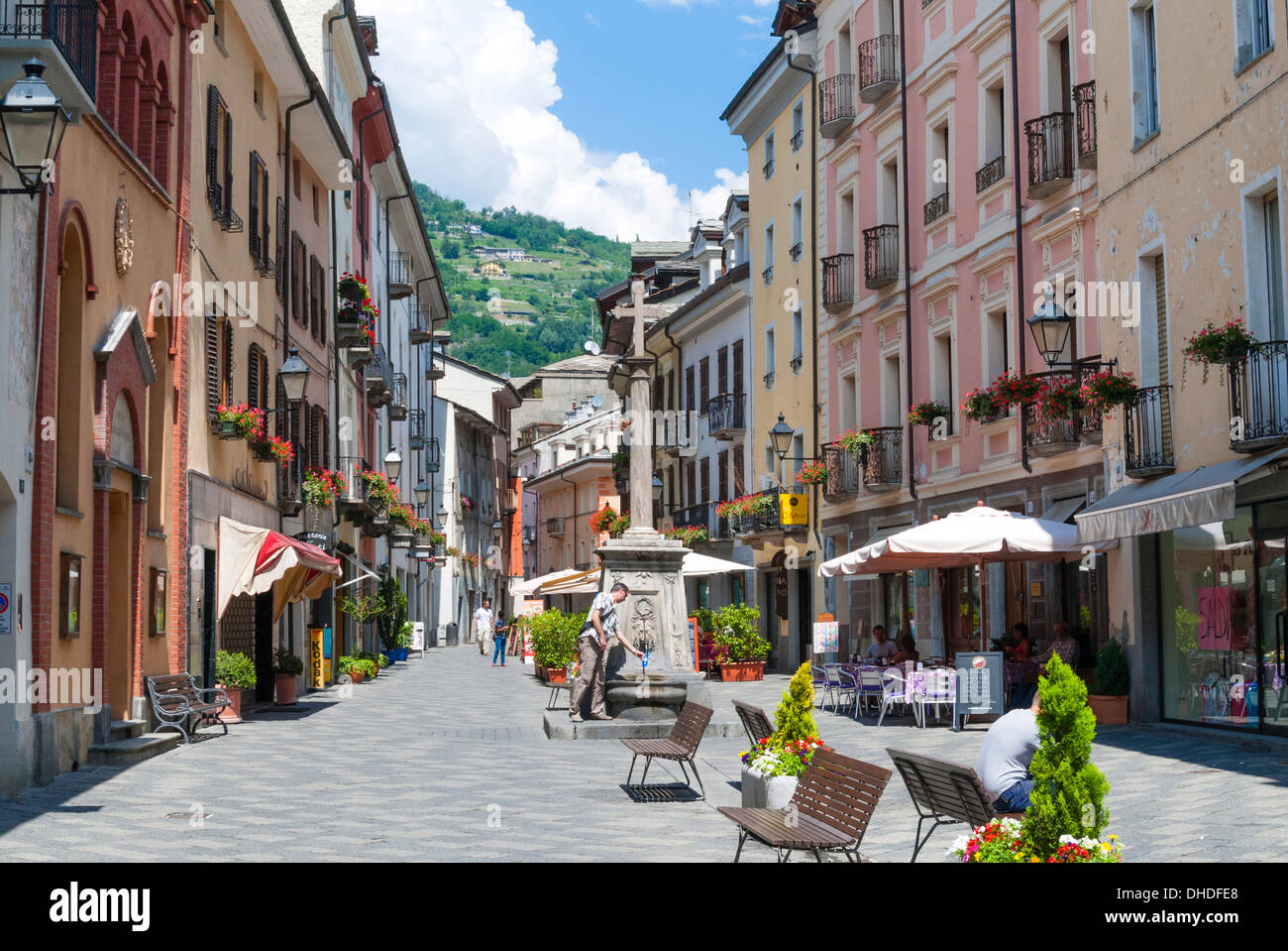 Croix de Ville street, Aosta, Aosta Valley, Italian Alps, Italy, Europe ...