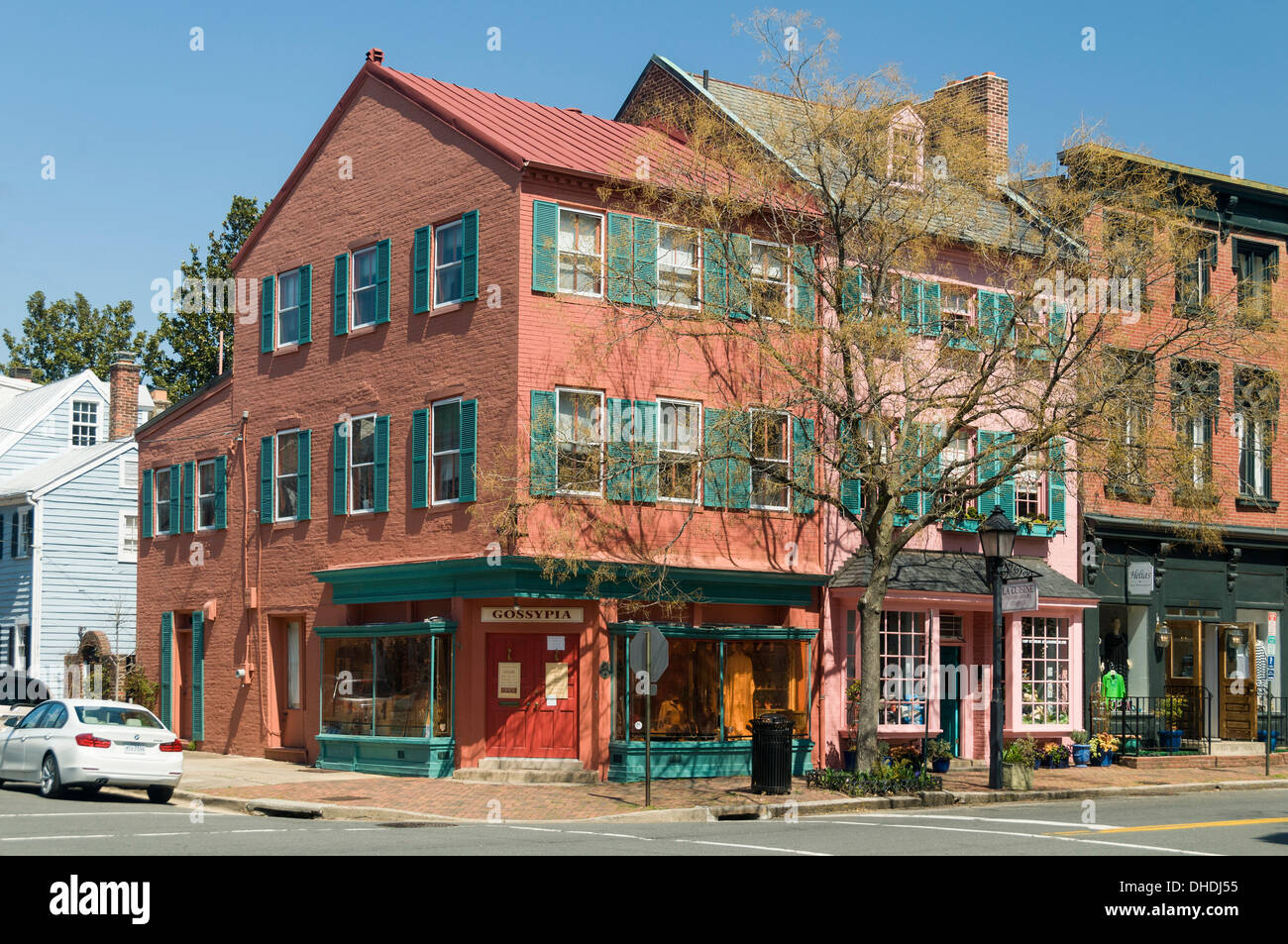 Historic buildings on Cameron Street in Old Town Alexandria Stock Photo