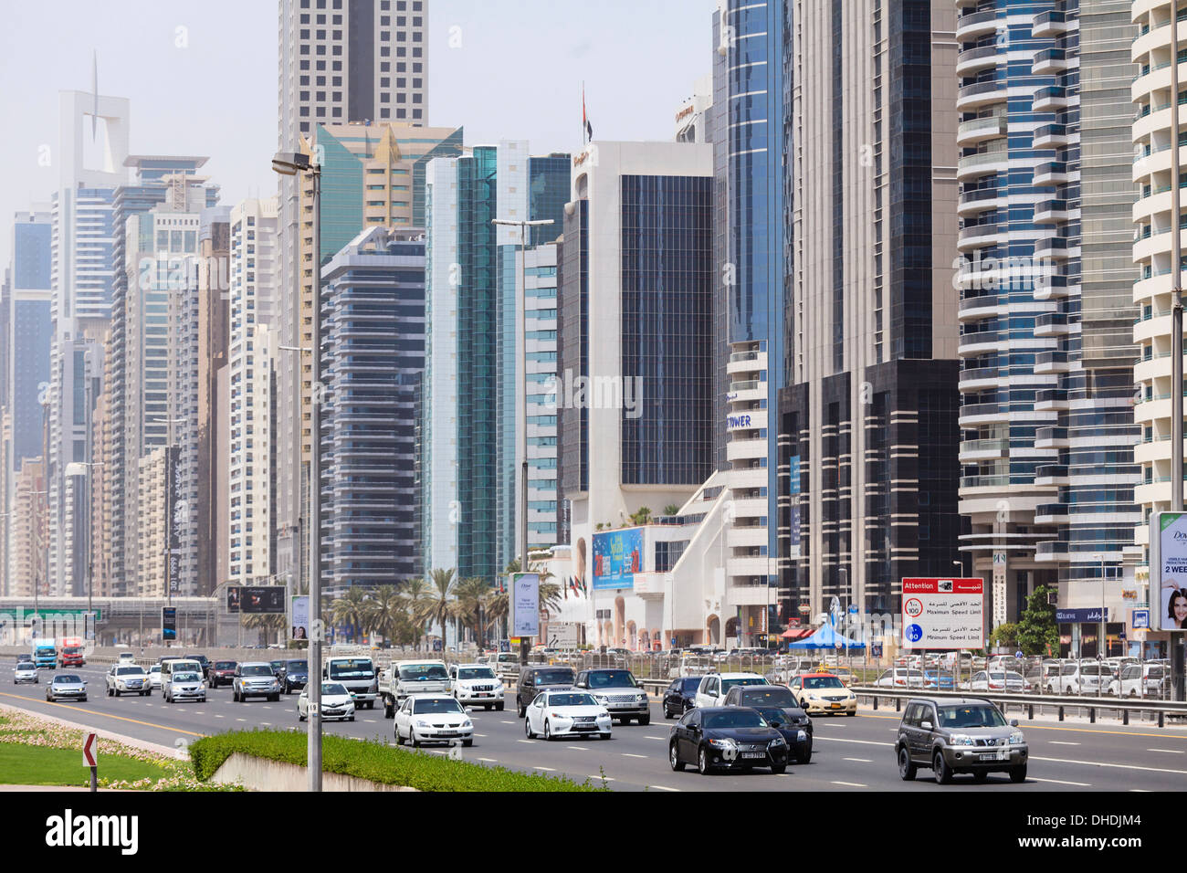 Sheikh Zayed Road, Dubai, United Arab Emirates, Middle East Stock Photo
