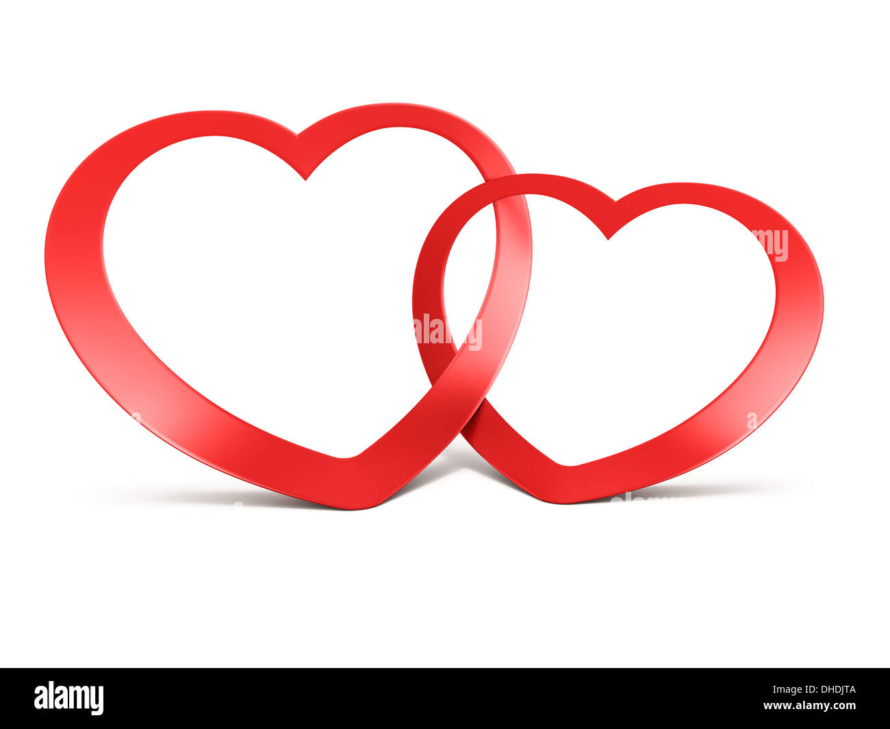 Two joined red hearts on white Stock Photo - Alamy