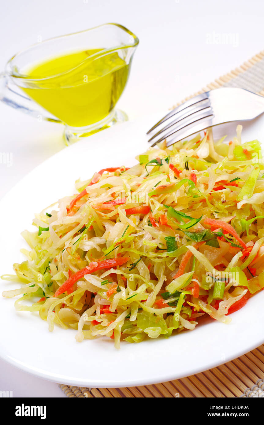 Coleslaw with carrot, onion and olive oil Stock Photo