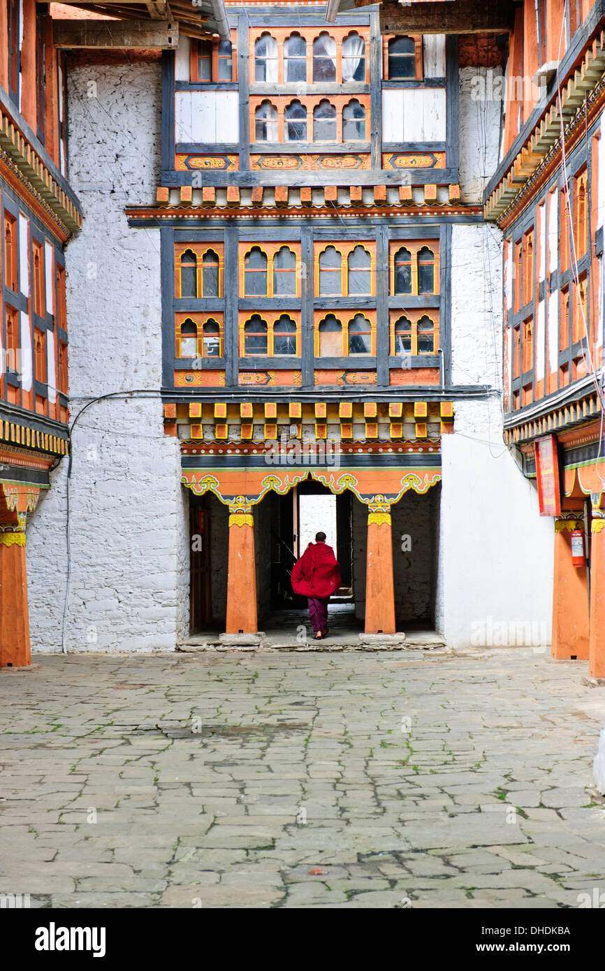 Outer Walls,Inner Courtyard;Monks,Jakar Dzong;Fortress,Chokhor Valley ...