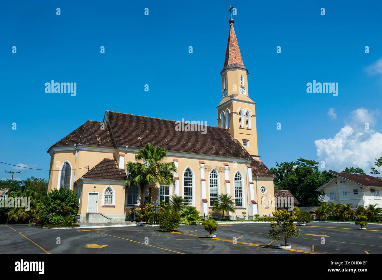 Lutheran church in the German speaking town of Pomerode, Brazil Stock Photo