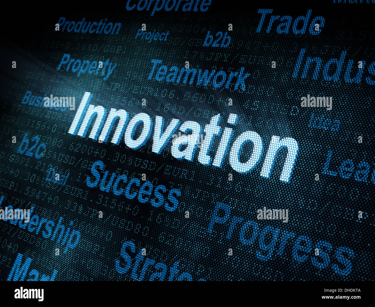 Pixeled word Innovation on digital screen Stock Photo