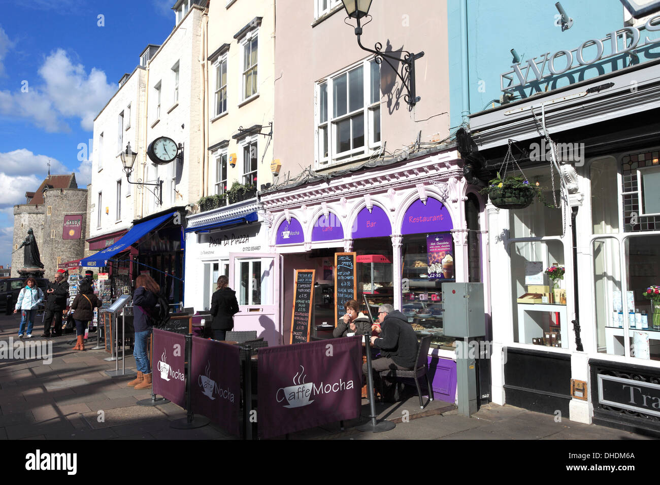 Shops along the high street, Windsor town, Royal Berkshire County