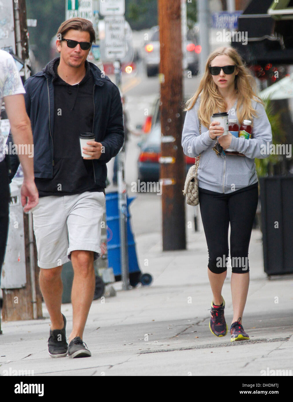 Amanda Seyfried and Josh grab a take away coffee in Los Feliz
