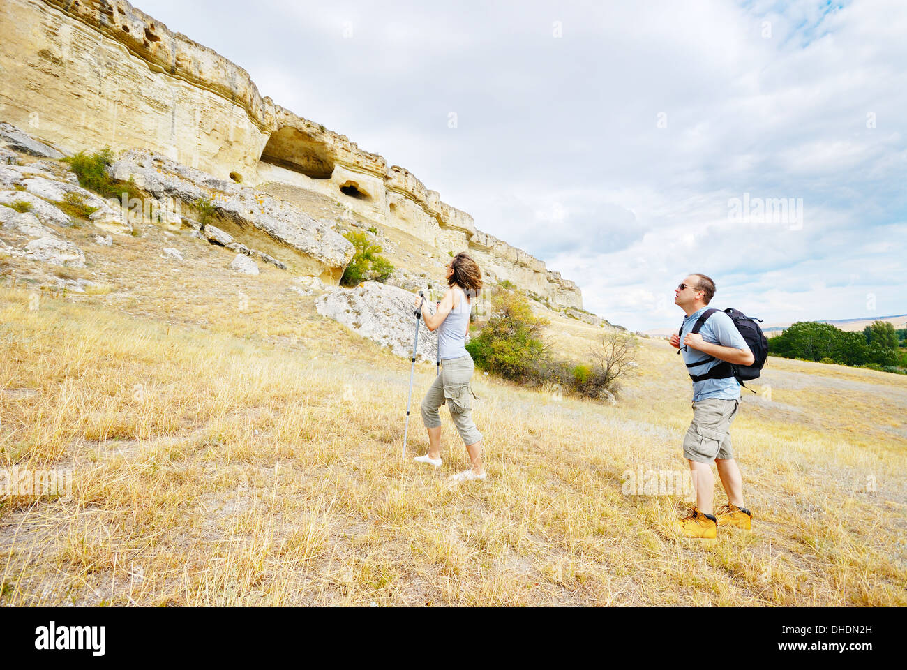 Man and woman hiking in nature hi-res stock photography and images - Alamy
