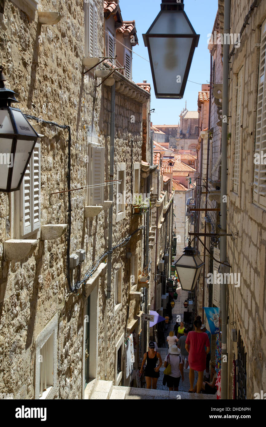 Narrow back street, Dubrovnik, Dalmatia, Croatia, Europe Stock Photo
