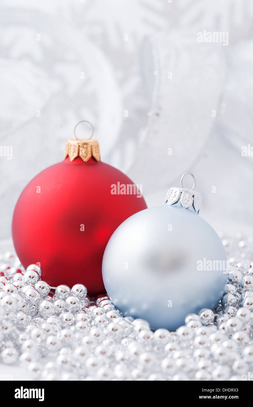 Christmas decorative balls on white background Stock Photo - Alamy