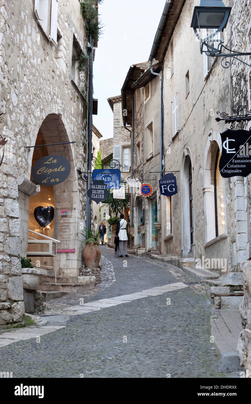 Cobbled alleyway, Saint-Paul-de-Vence, Provence-Alpes-Cote d'Azur, Provence, France, Europe Stock Photo