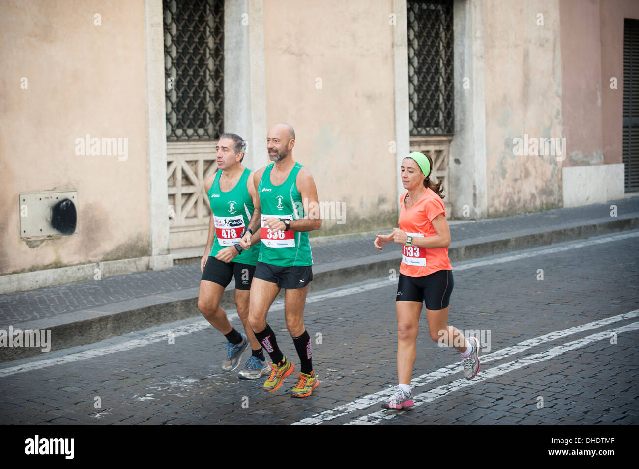 Athletes do warm up before race in Vatican city Stock Photo