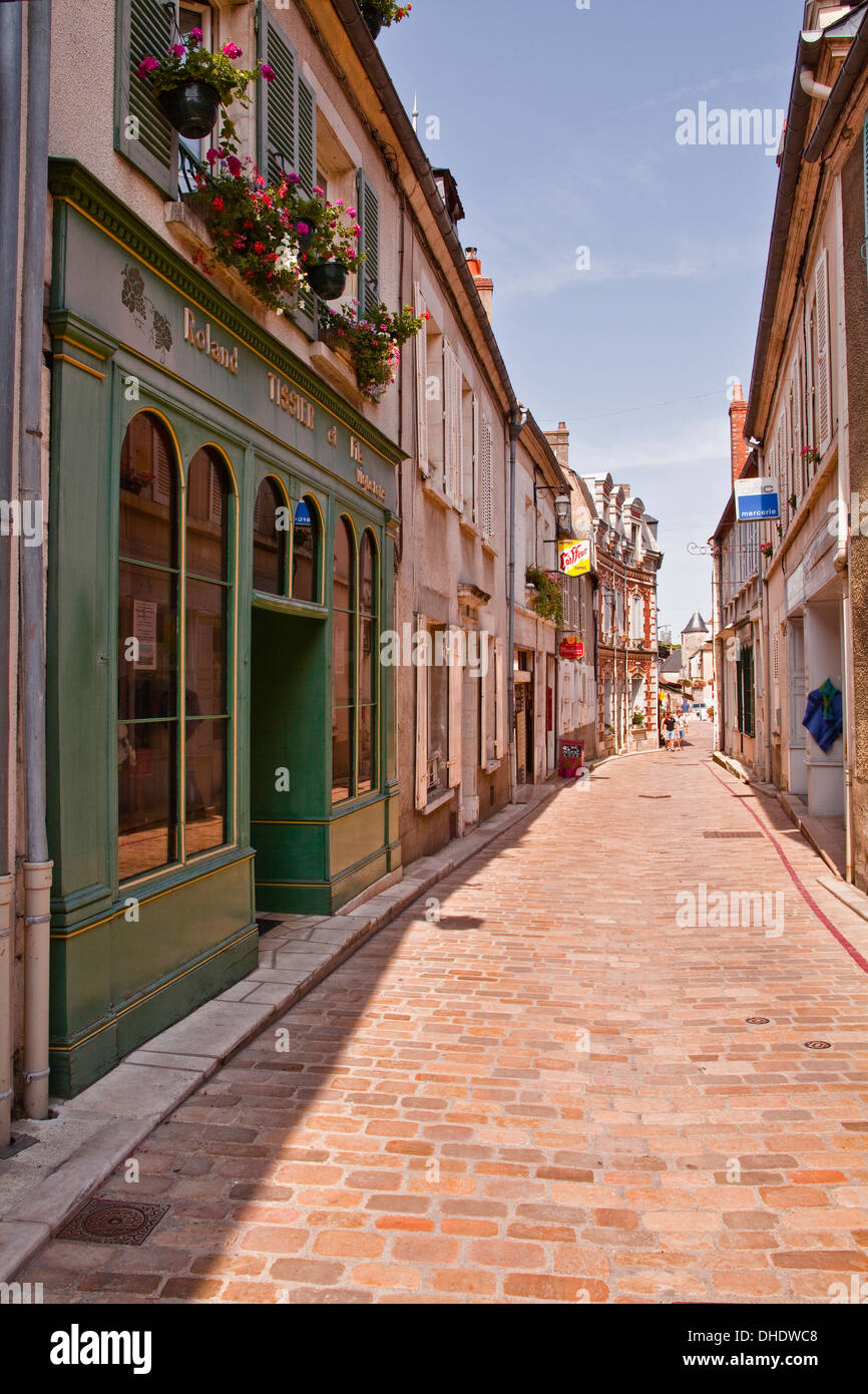 The narrow streets of the winegrowing village of Sancerre, Cher, Centre, France, Europe Stock Photo