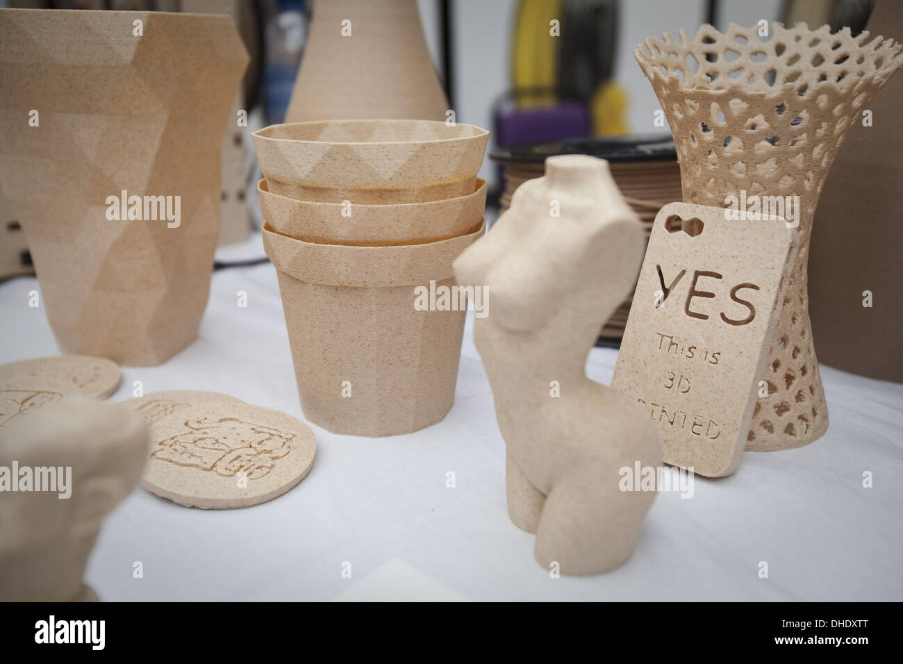 London, UK. 7th Nov, 2013. 3D printed objects at the 3D Print Show ...