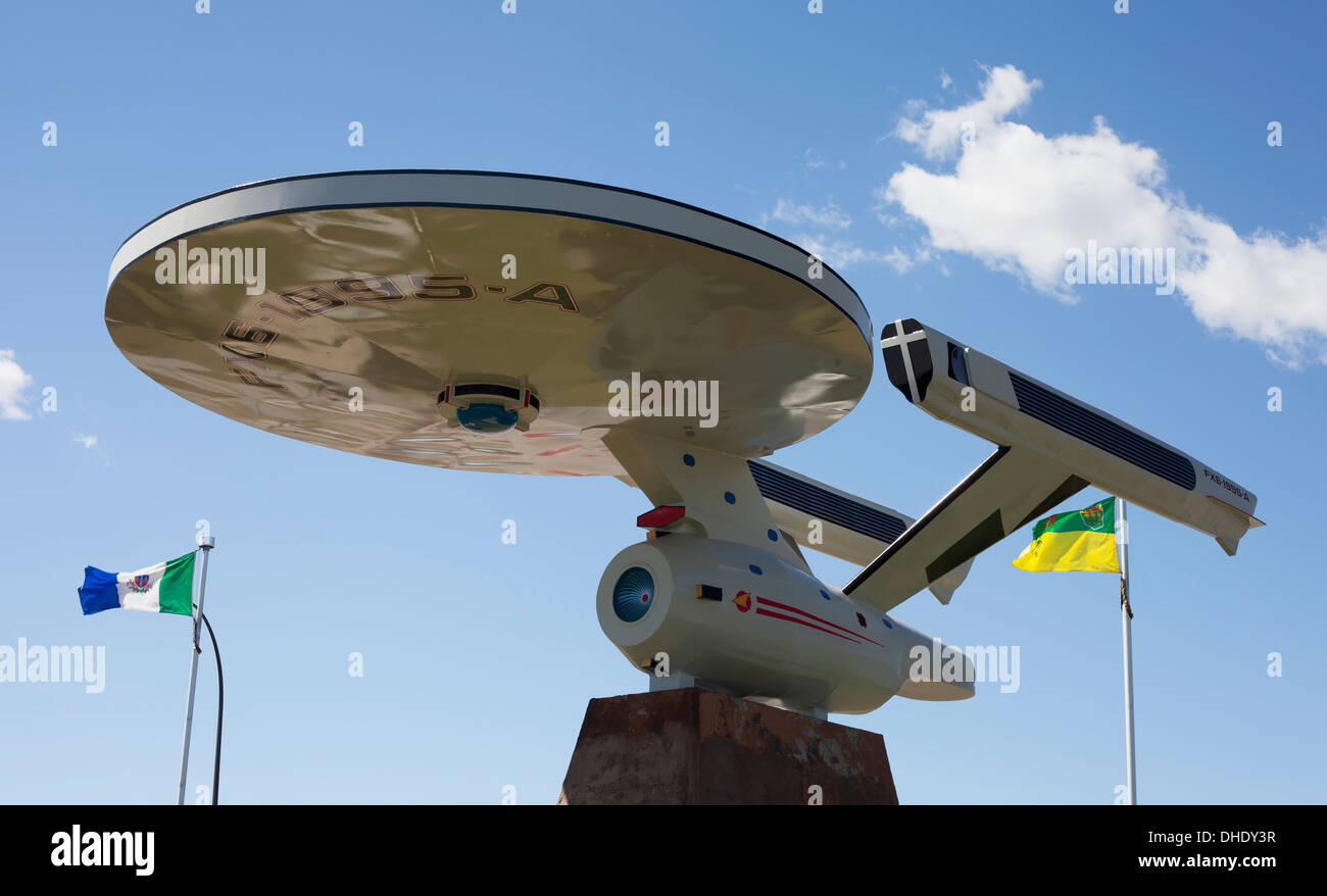 Vulcan's Starship Fx6-1995-A, Replica Of The Starship Enterprise From Gene Roddenberry's Star Trek; Vulcan, Alberta, Canada Stock Photo