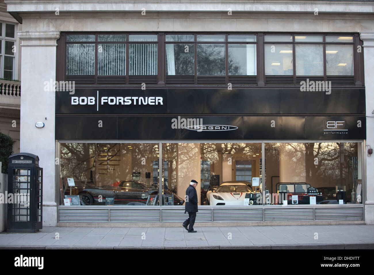 Bob Forstner luxury sports car show room on Park Lane, London, England ...
