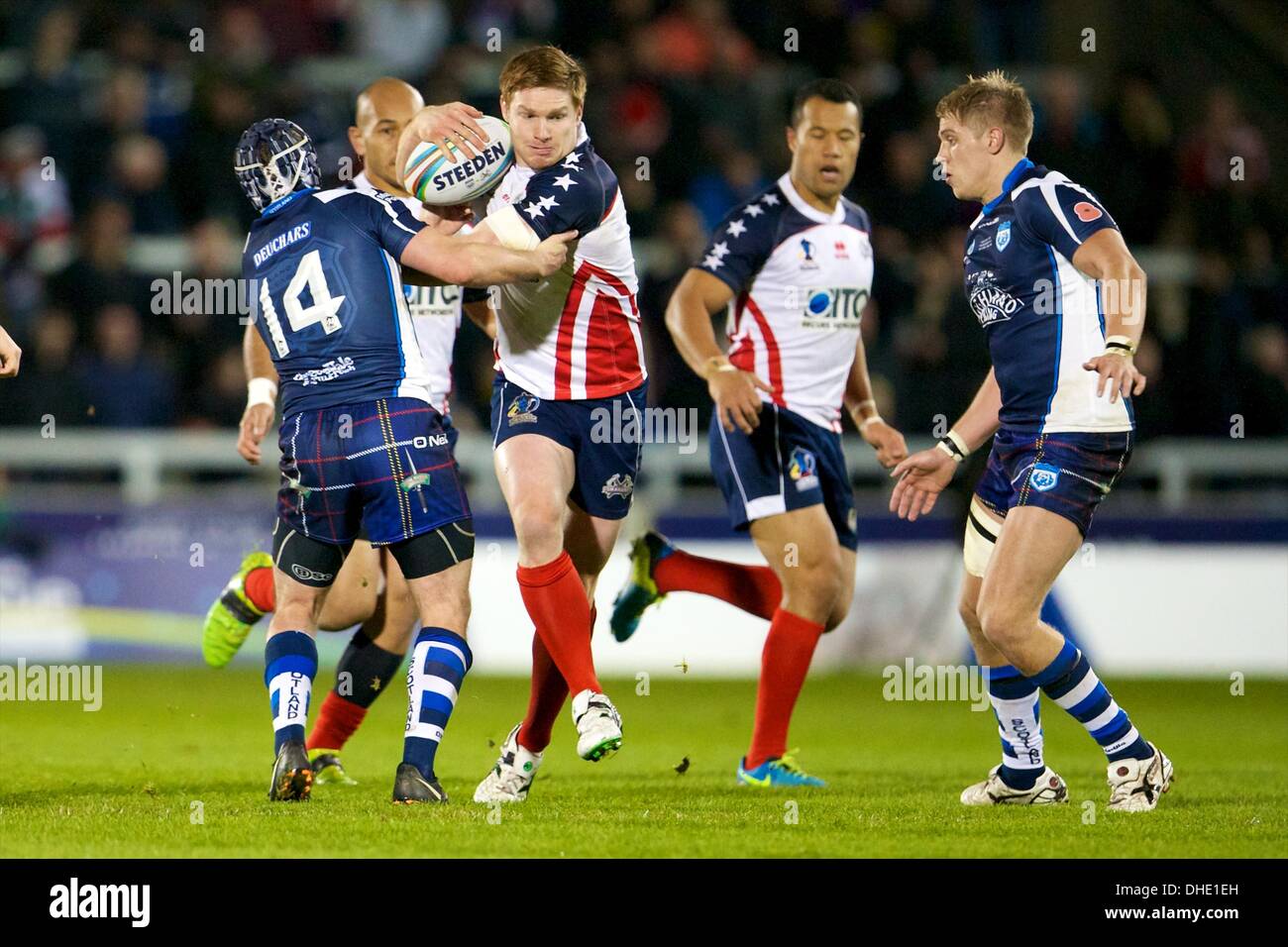 Salford, UK. 07th Nov, 2013. Andrew Henderson (Scotland Sheffield Eagles) during the Rugby League World Cup group C/D game between Scotland and USA from the AJ Bell Stadium. Credit:  Action Plus Sports/Alamy Live News Stock Photo