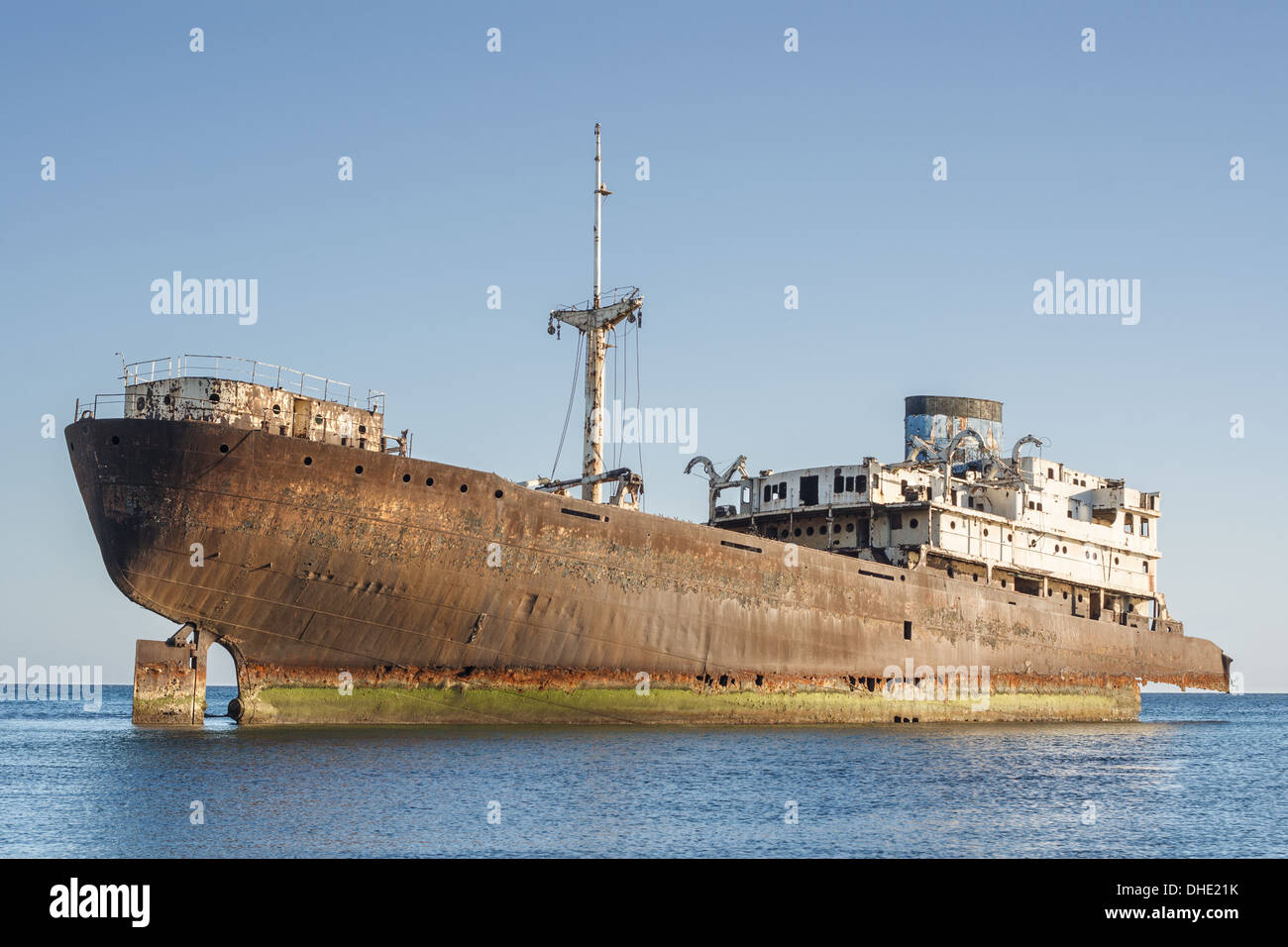 Old rusty stranded ship wreck Stock Photo