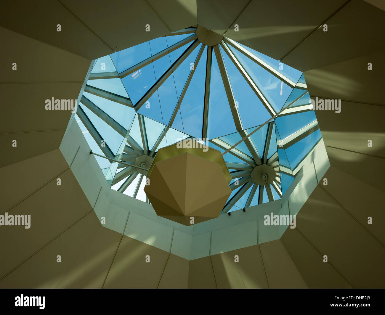 Octagonal ornate skylight roof light in ceiling at the National Exhibition Centre, Birmingham, England, UK Stock Photo