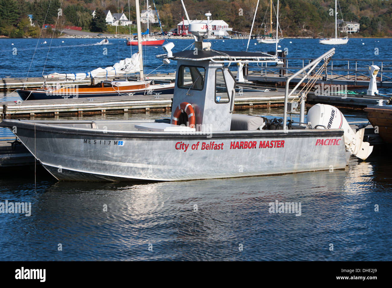 The Harbor Master's boat anchored at the public landing in Belfast