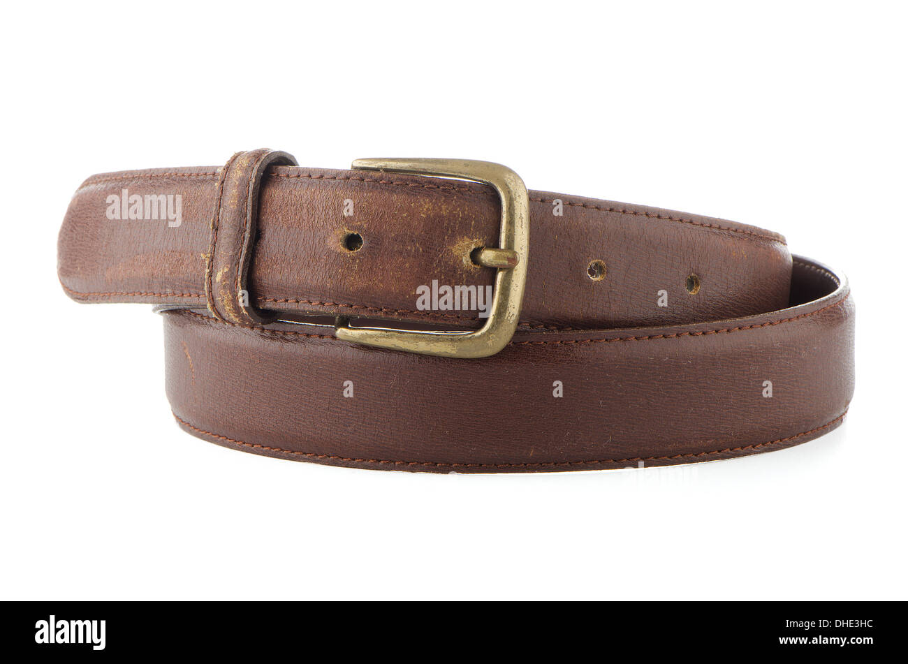 Leather belt isolated on white background Stock Photo - Alamy
