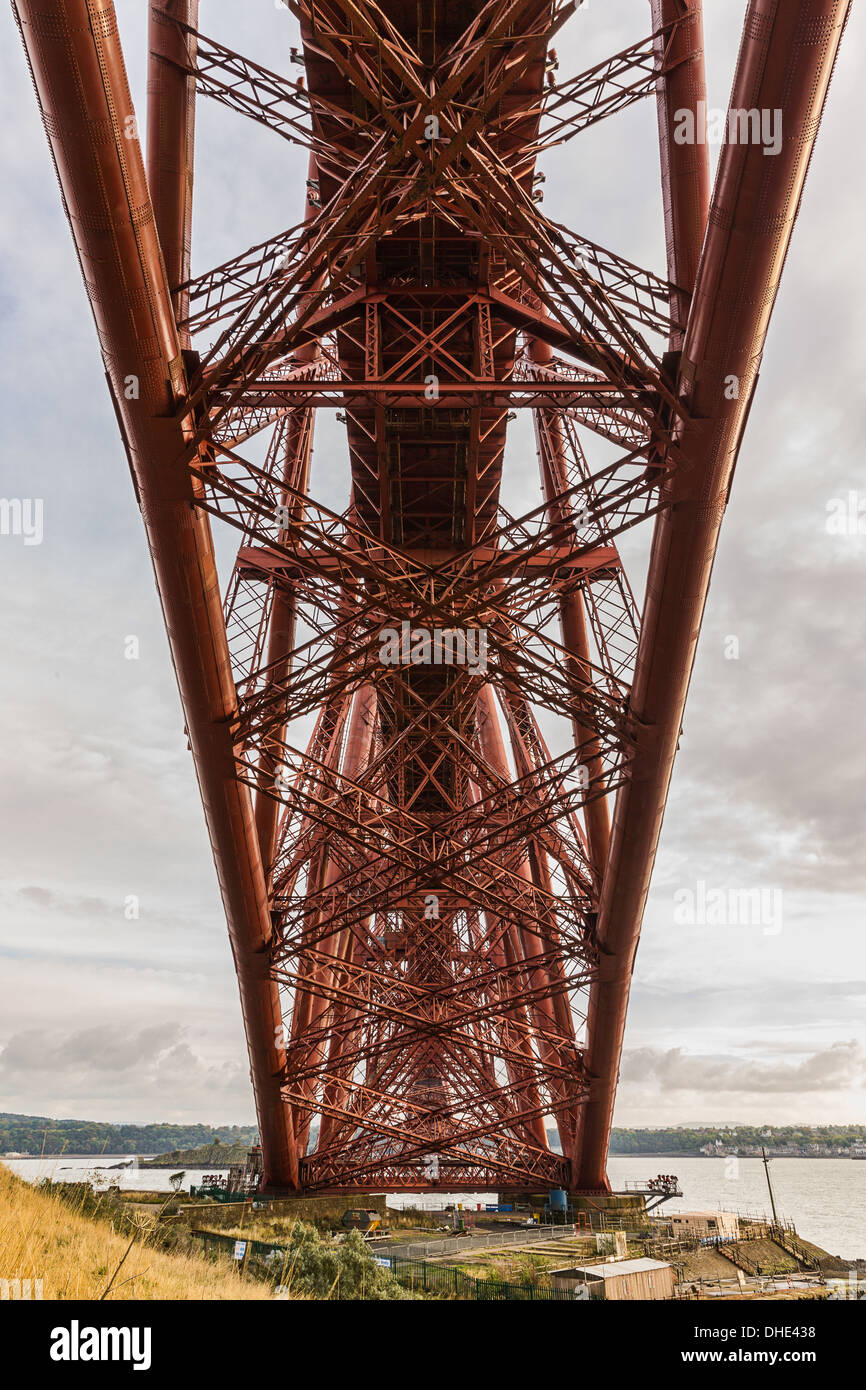 Closeup of the Forth Rail Bridge from North Queensferry, Fife, Scotland Stock Photo