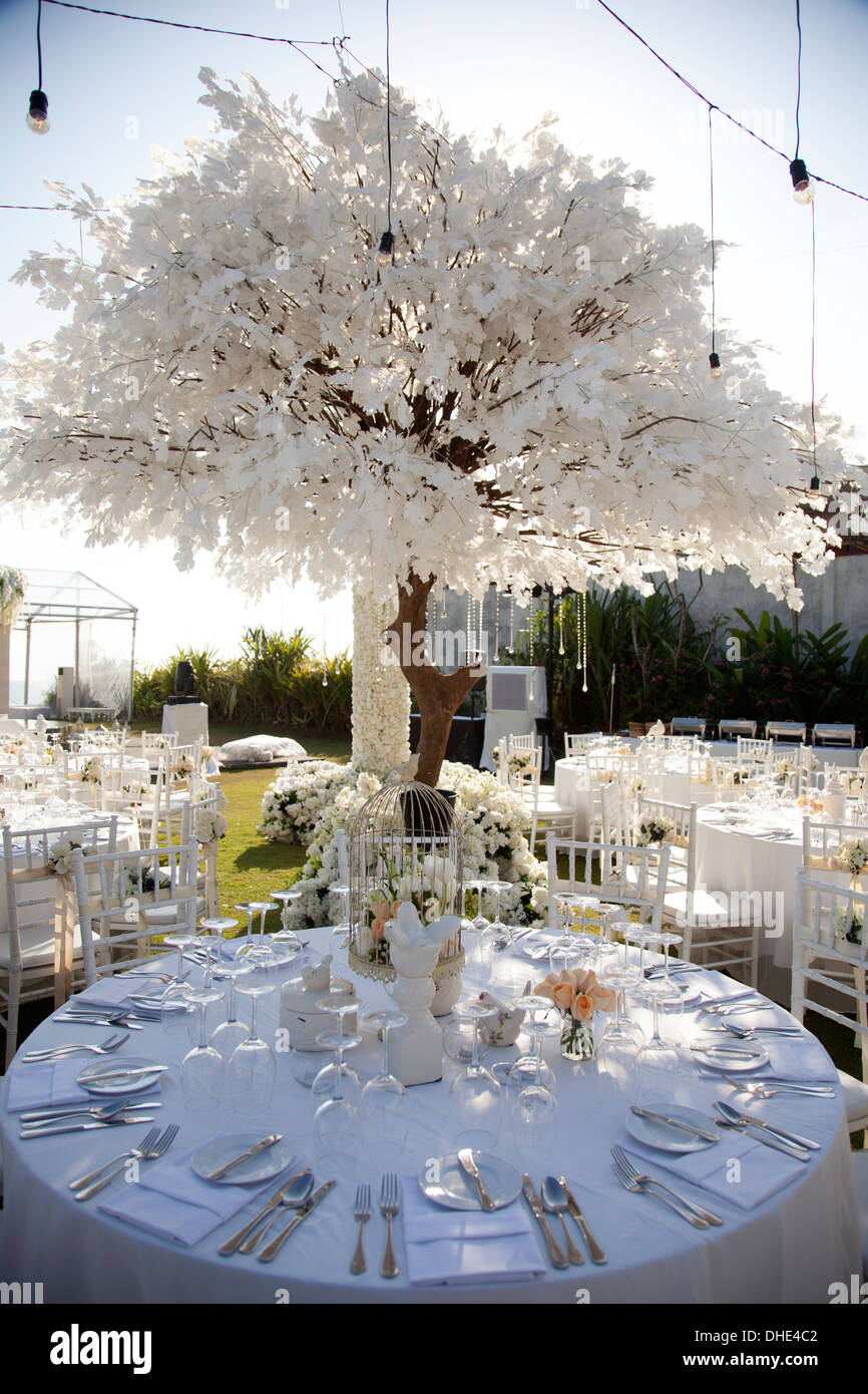 Wedding Table Decoration Reception Trees Plates Eat Eating Guests