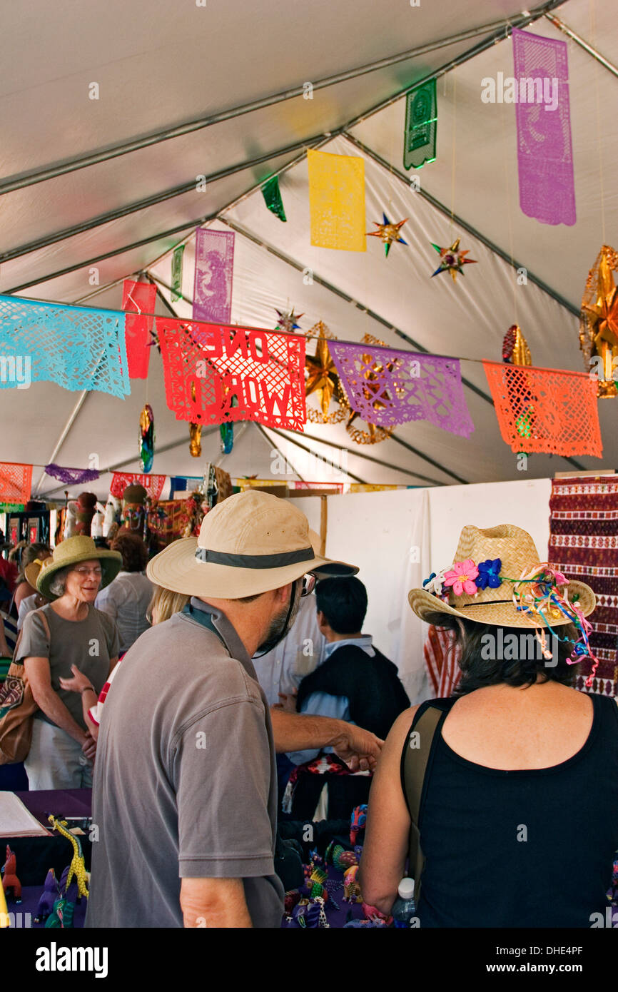 People in artists tent, International Folk Art Market, Santa Fe, New