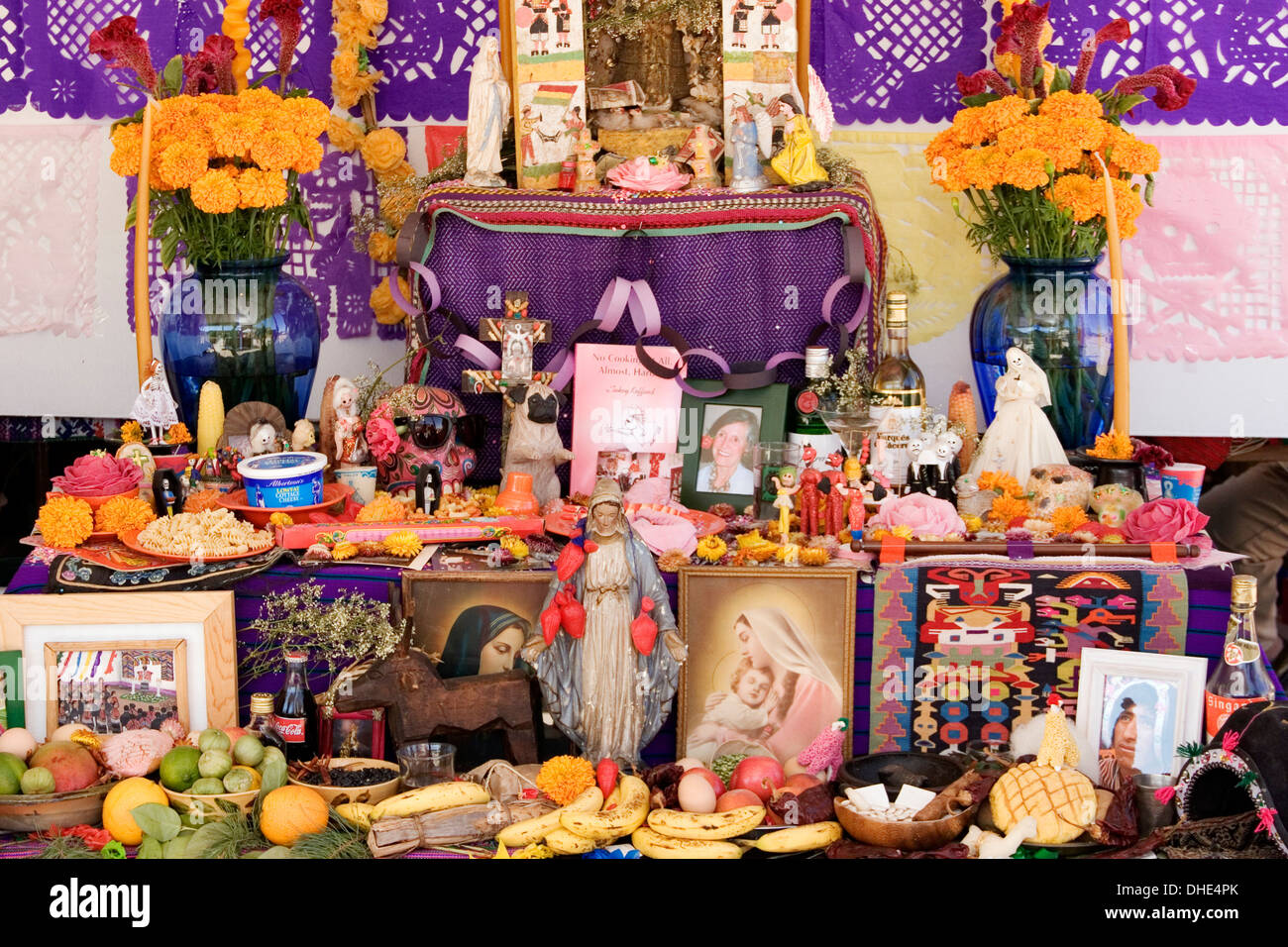 Colorful Guatemalan 'offering' display, International Folk Art Market, Santa Fe, New Mexico USA Stock Photo
