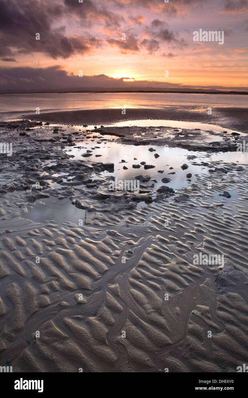 Burnham on Sea, England at Low tide taken at sunset. Stock Photo