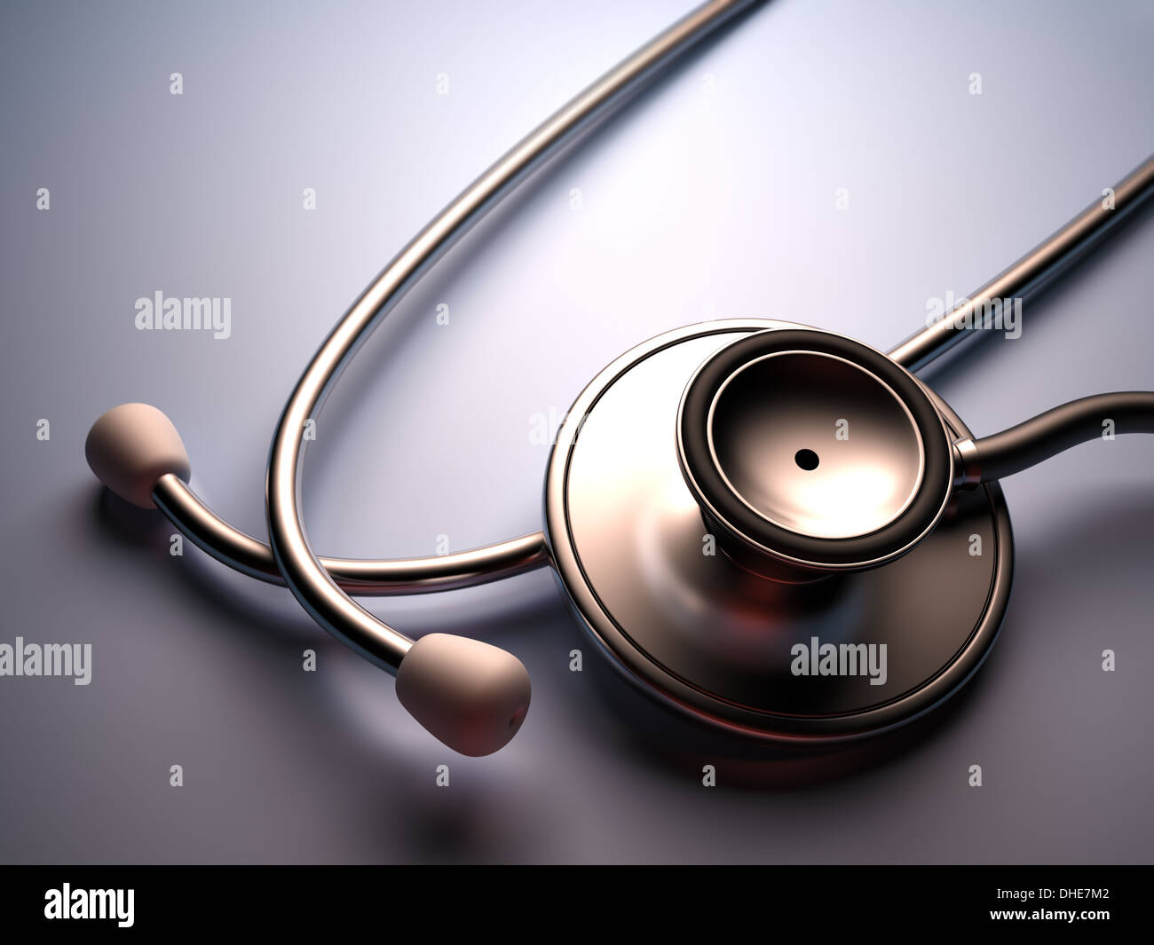 Stethoscope on a metal table. Stock Photo