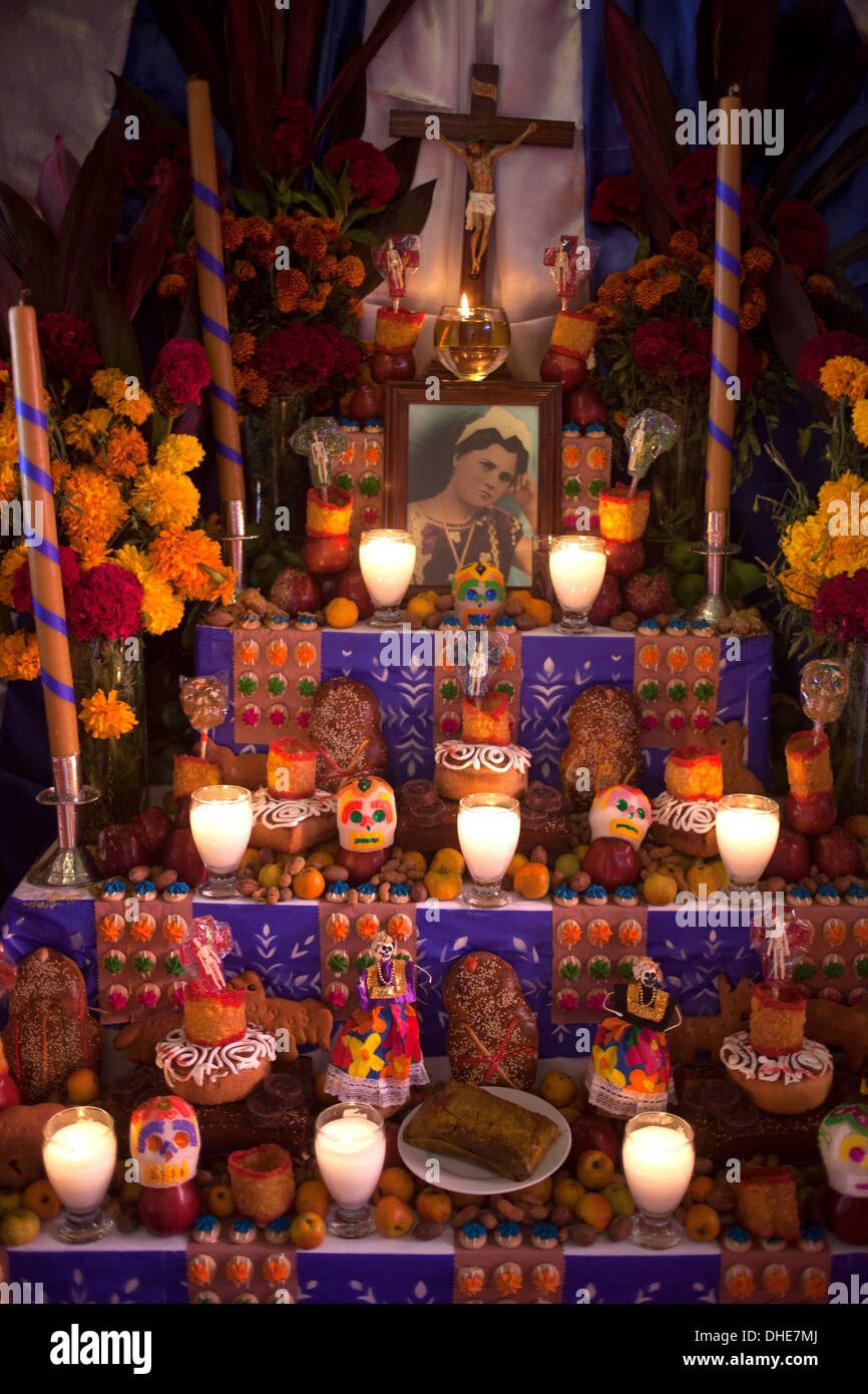 An Altar For The Dead Is Displayed In La Catedral Restaurant During The an-altar-for-the-dead-is-displayed-in-la-catedral-restaurant-during-the
