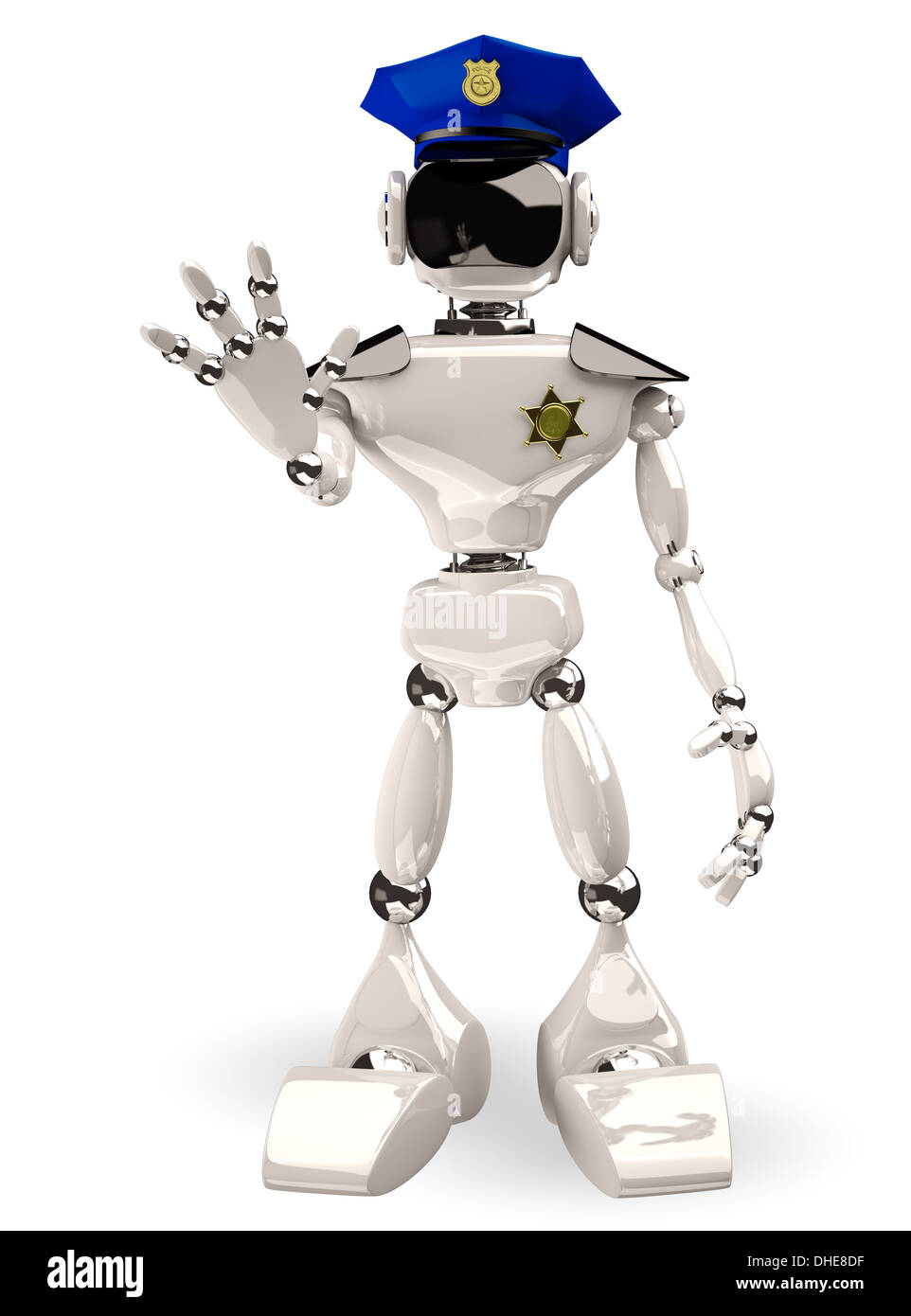 3d illustration of a cop robot on white background Stock Photo - Alamy