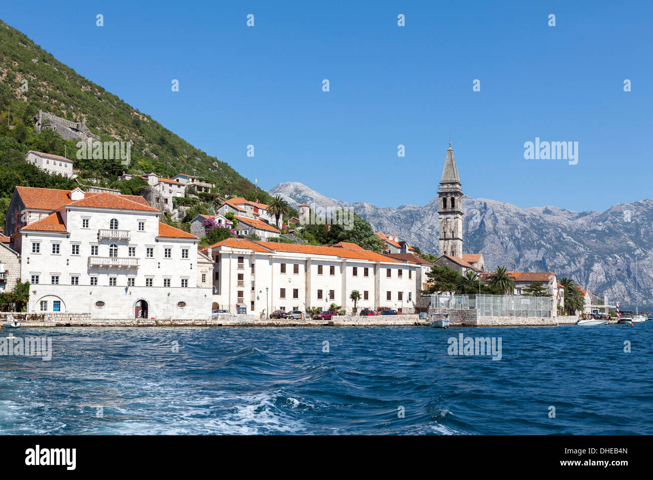 Perast, Bay of Kotor, UNESCO World Heritage Site, Montenegro, Europe Stock Photo
