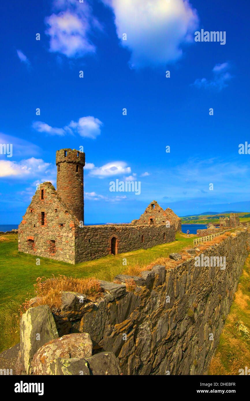 Original Peel Cathedral, Peel Castle, St. Patrick's Isle, Isle of Man, Europe Stock Photo