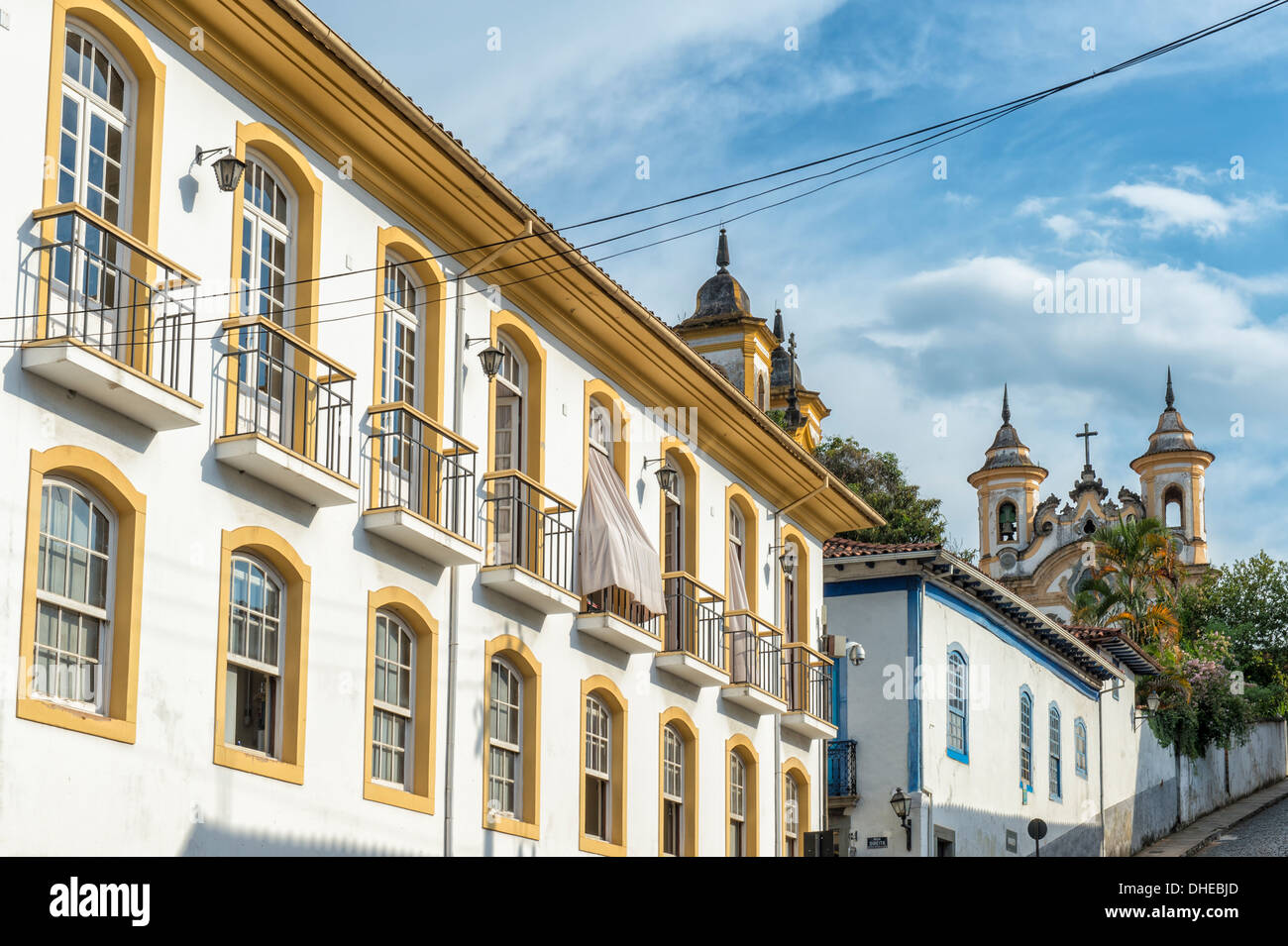 Colourful streets, Mariana, Minas Gerais, Brazil Stock Photo