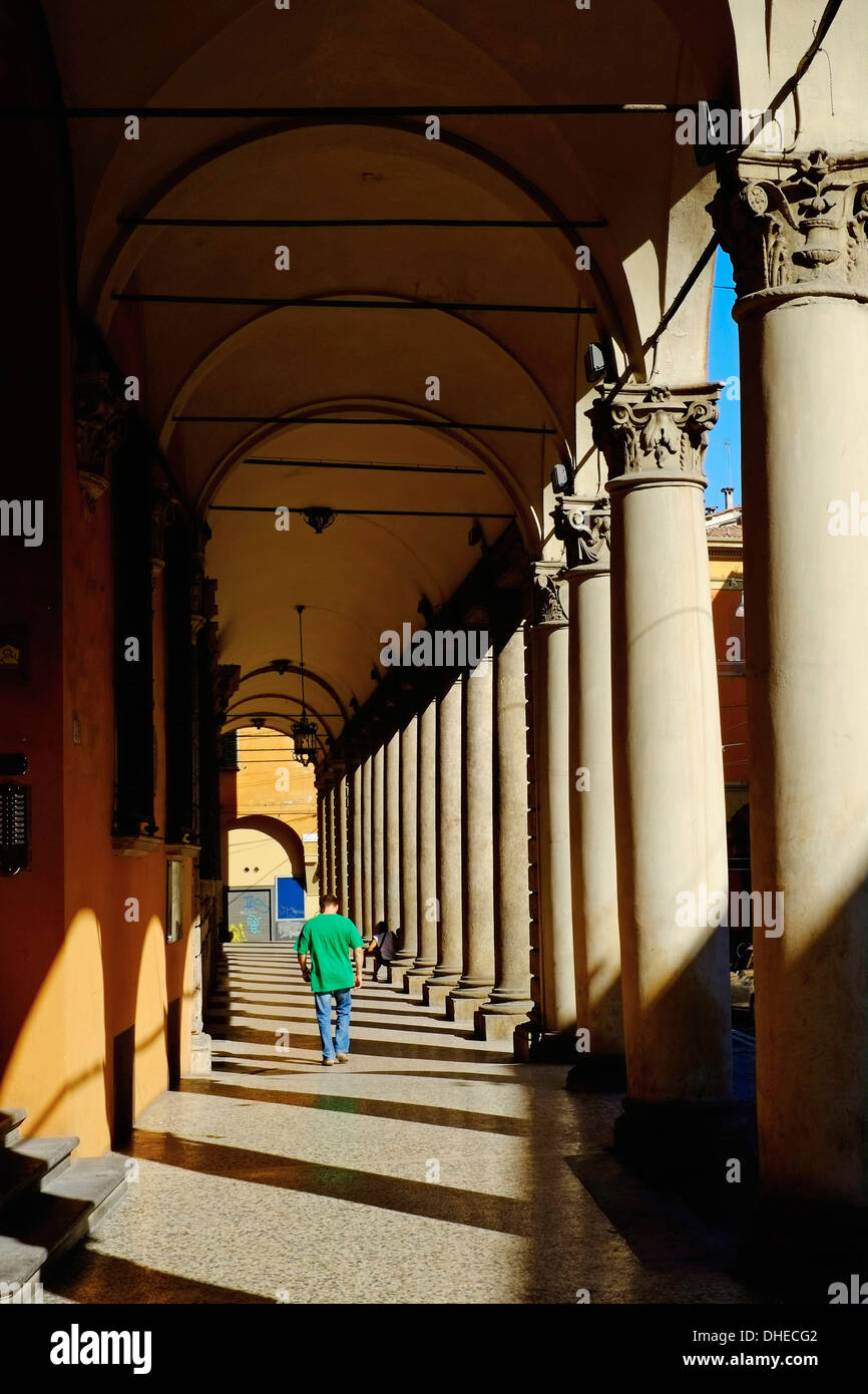 Arcade in the old city, Bologna, Emilia-Romagna, Italy, Europe Stock Photo